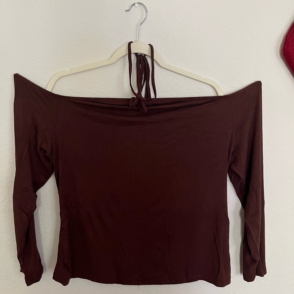 Off the shoulder brown going out shirt, SHEIN size 4x - Picture 2 of 6